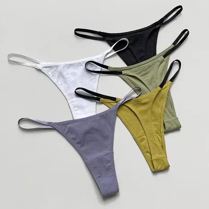 Sexy femmes culottes G String couleur bonbon String coton sans couture filles slips Fitness taille basse t-back intimes taille S-XL