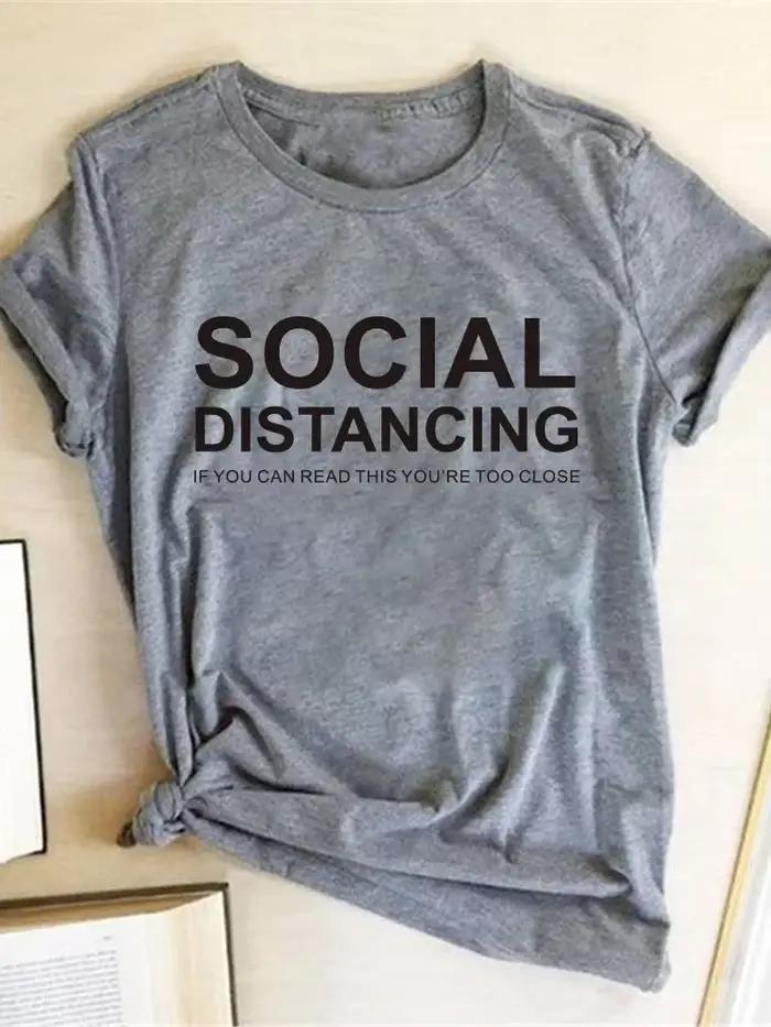 Tričko s potlačou sociálneho dištancu pre ženy