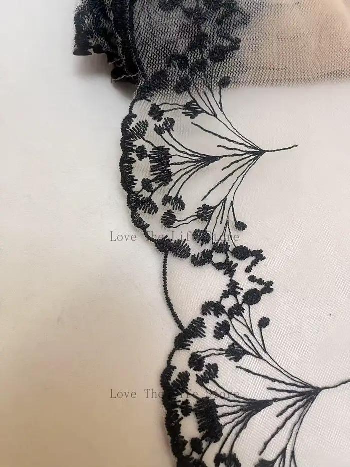 24Yards femmes Lingerie sous-vêtements dentelle tissu 24cm broderie noir maille florale fleur brodé dentelle garniture