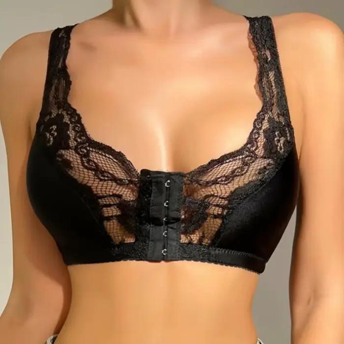 Soutien-gorge de sport pour femmes dos nu en dentelle avec fermeture avant et couleurs élégantes pour activités physiques et sorties