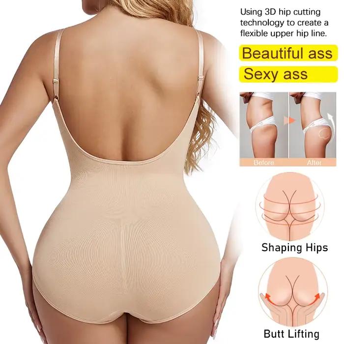 Body dos bas pour femmes, vêtement modelant, entrejambe ouvert, contrôle du ventre, Push Up, Corset, débardeur, sous-vêtements dos nu