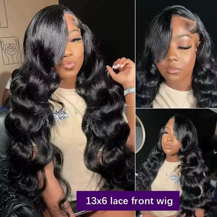 Parochňa Lace Front z ľudských vlasov vlnitá 40-44 palcov 13x4 13x6 HD predtrhaná s baby hair