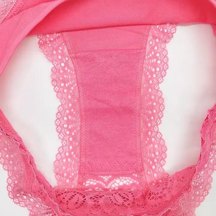 Culotte taille basse en coton pour femme, sous-vêtement sexy en dentelle sur le devant, 5 pièces/ensemble