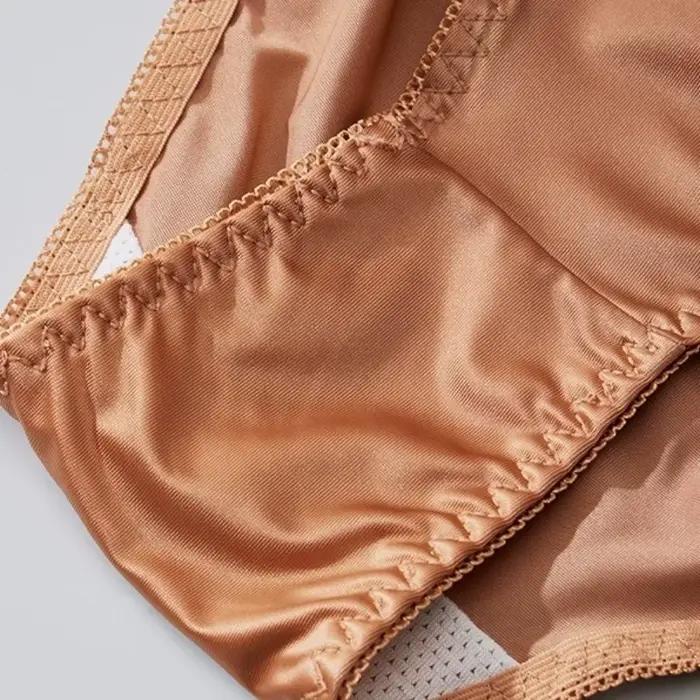 Culottes en satin de soie taille basse avec entrejambe en coton, motif floral, respirantes, pour femme
