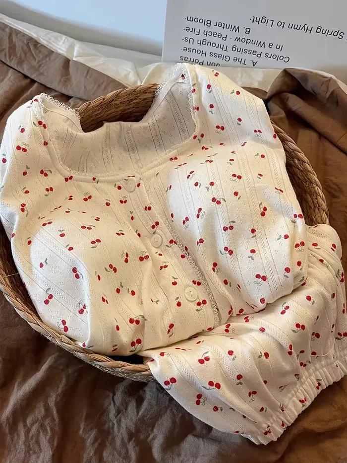 Nouveaux pyjamas d'été pour femmes, pyjamas imprimés mignons pour filles, fins avec coussinets de poitrine, ensemble de vêtements de maison à manches courtes et shorts