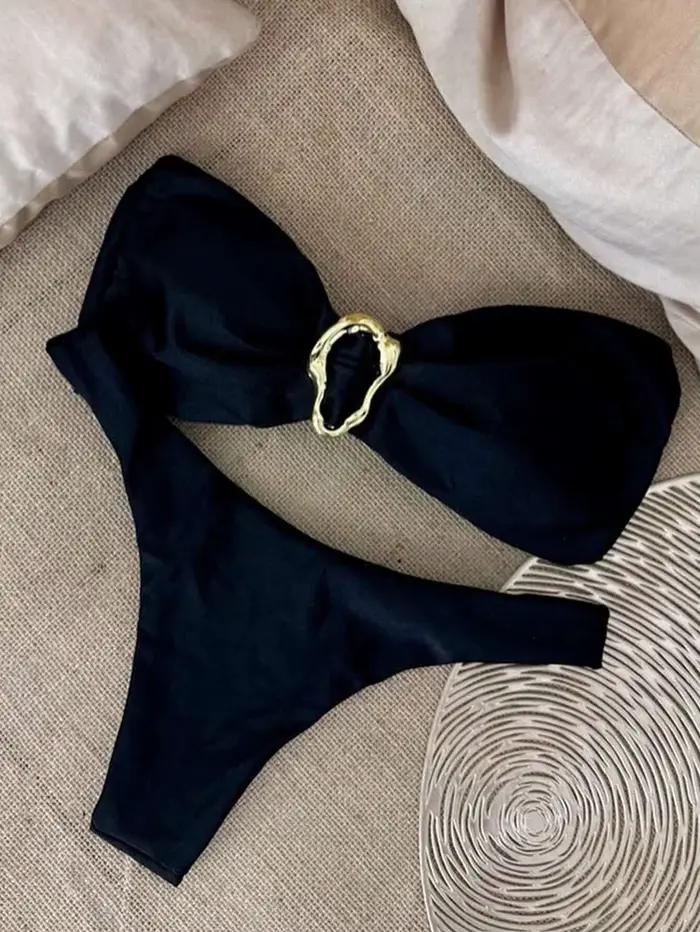 2026 Maillots de bain bandeau pour femme, rembourrés, rayés ou unis, sexy, tenues de plage