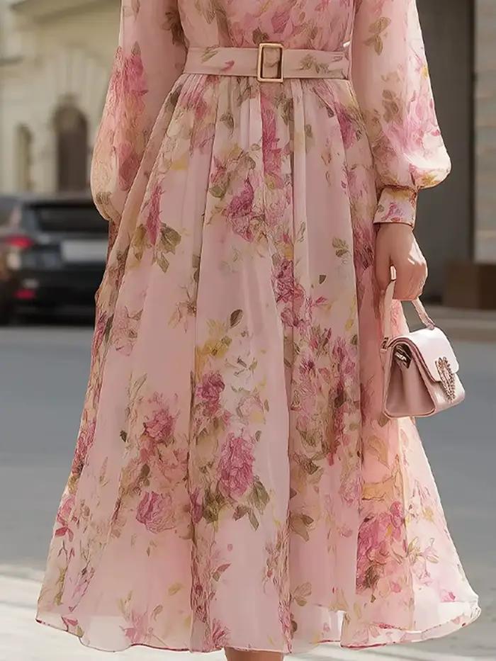 Elegantné dlhé šaty s patchworkovou potlačou pre ženy