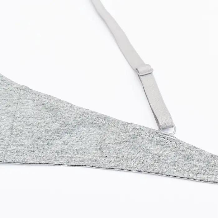 Soutien-gorge en coton pour femmes, sans fil, sans doublure, simple, sportif, quotidien, doux, confortable, respirant, pour femme, gris