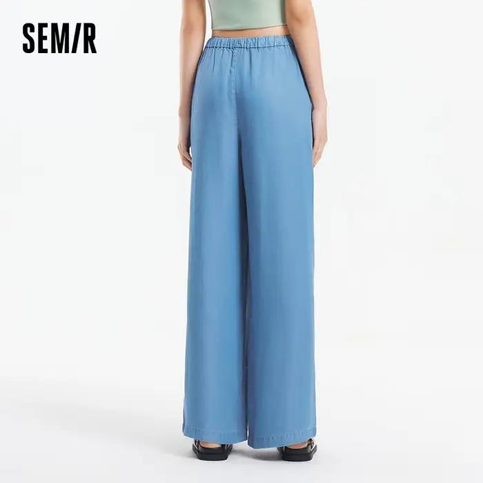 Semir elastický pás Denim nohavice pre ženy závesný strih 2025 leto nové chladenie široká nohavica