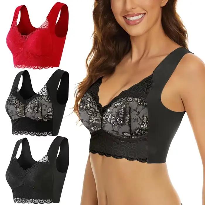 Femmes beau dos soutien-gorge grande taille gros Mm soutien-gorge froncé et sans trace mince coton sous-vêtements sans bretelles sans anneau en acier gilet