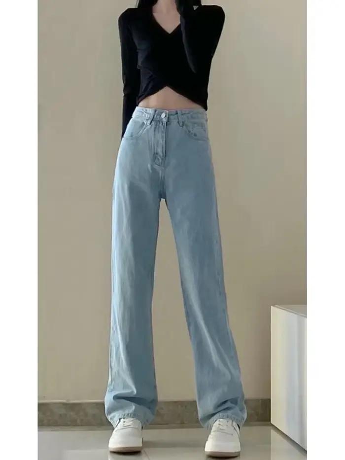 Jesenné jarné džínsy pre ženy Denim nohavice Vintage rovné