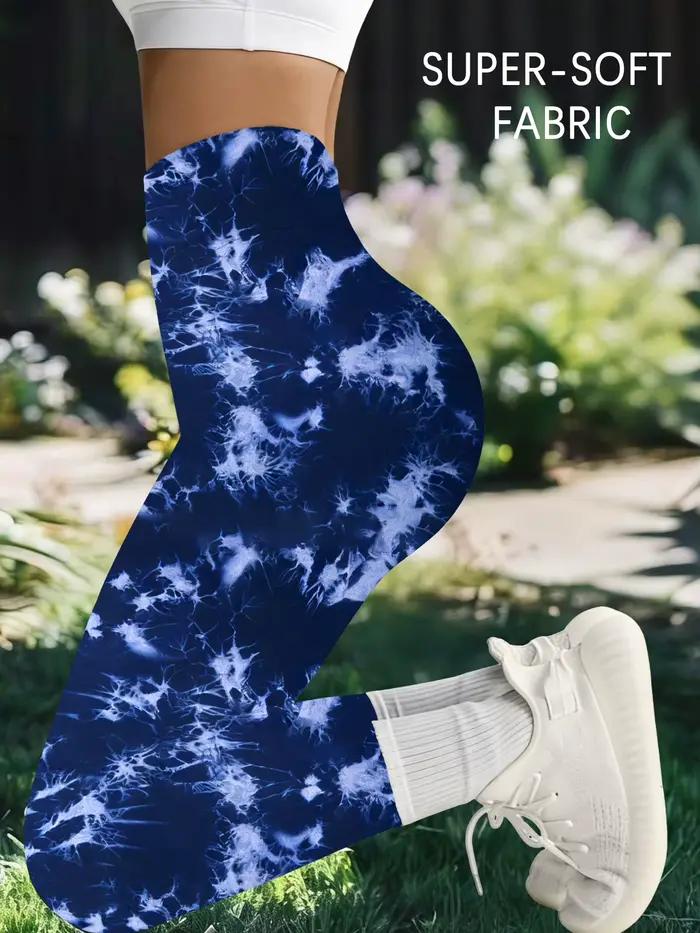 Dámske športové legíny tie-dye s vysokým pásom