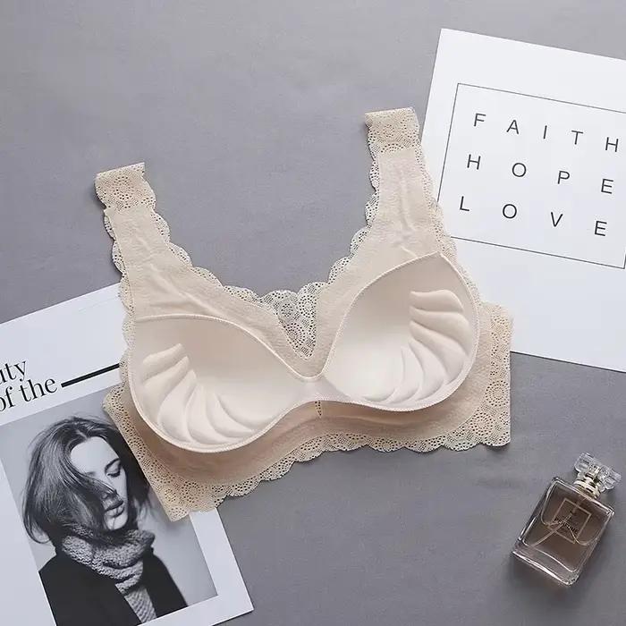 Soutien-gorge Sexy avec coussinets pour femmes, soutien-gorge de sommeil sans couture, grande taille, sous-vêtements de sport, Lingerie en dentelle, brassière respirante pour dames