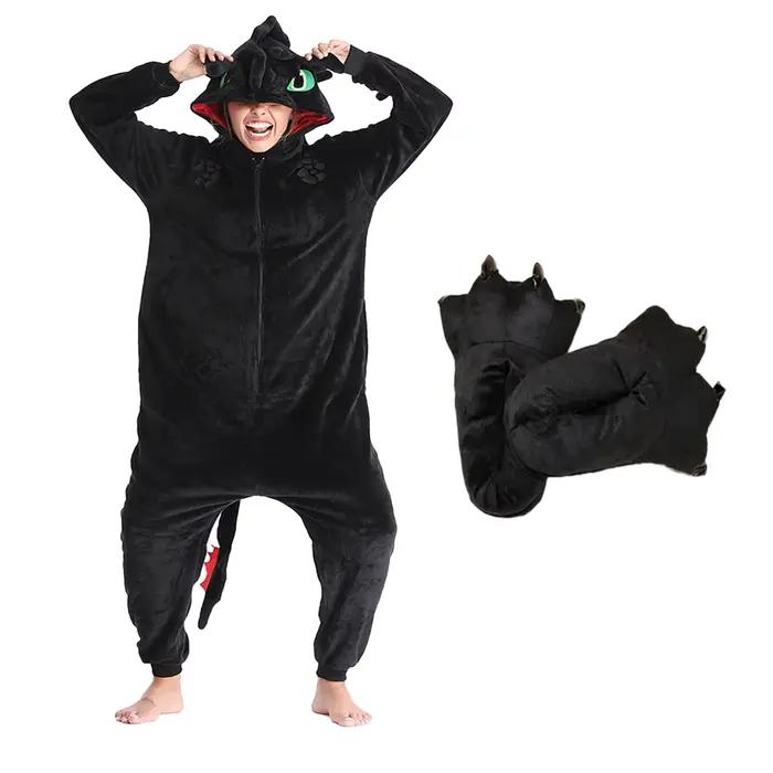 P-jTIME-Pyjama bez zubov s topánkami pre dospelé ženy