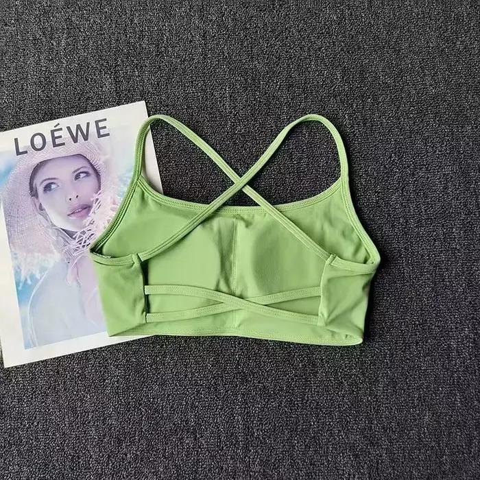 Soutien-gorge de yoga effet seconde peau à dos croisé : Haut d'entraînement rembourré à bretelles, soutien-gorge de sport respirant à séchage rapide et anti-humidité pour le Pilates