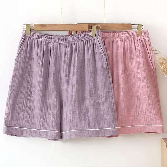 Pantalon de pyjama en pansement de coton pur pour femmes, vêtements de nuit d'été, shorts pour femmes, vêtements de nuit pour femmes, pantalons pour la maison, nouveau
