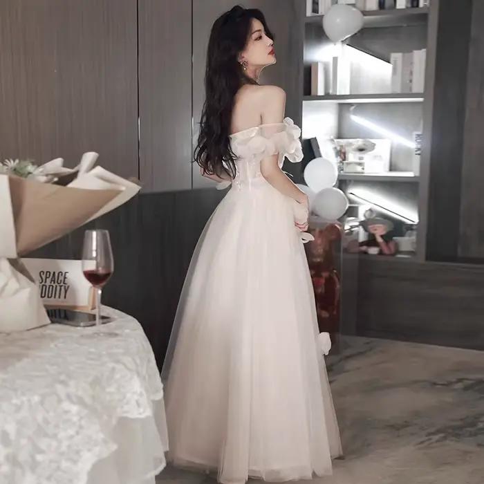 Robe de soirée blanche de luxe français, haut de gamme, légère, pour fête d'anniversaire, Style forêt, robe de mariée princesse fugitive, personnalisée