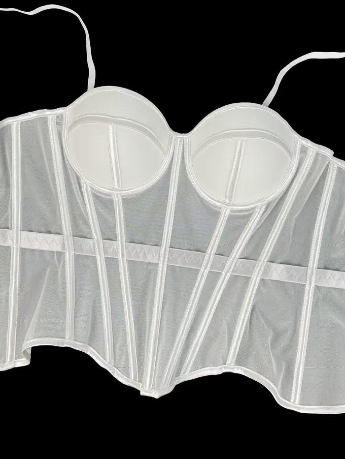 Taille Sexy maille transparente dame Bustier élégant façonnage femmes Corset filles mince tenue de soirée cultures haut dame court corps Shaper
