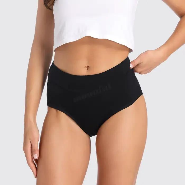 Culotte menstruelle en bambou à 4 couches très abondante pour femmes à flux fort, sous-vêtements menstruels de nuit, taille haute