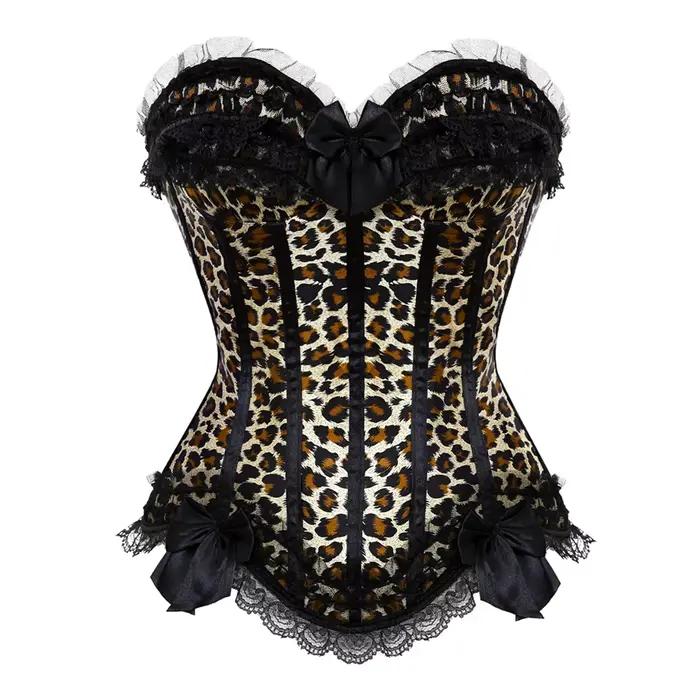 Corsets roses pour femmes, Lingerie Sexy, léopard, grande taille, gothique, dentelle florale, Bustiers, rouge et blanc
