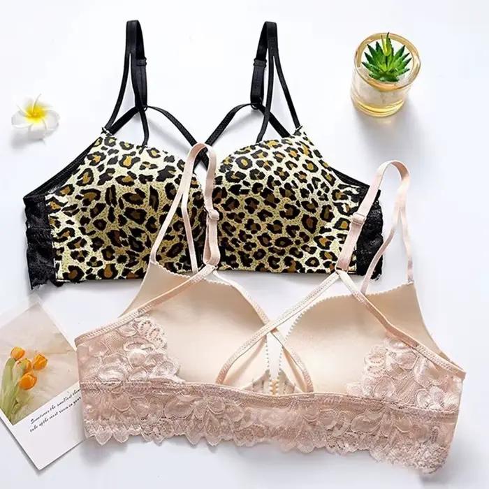 Push-up podprsenka bez ramienok s leopardím vzorom