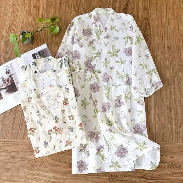 Japonské kimono 2025 nové Dámske šaty 100% bavlna Voľné