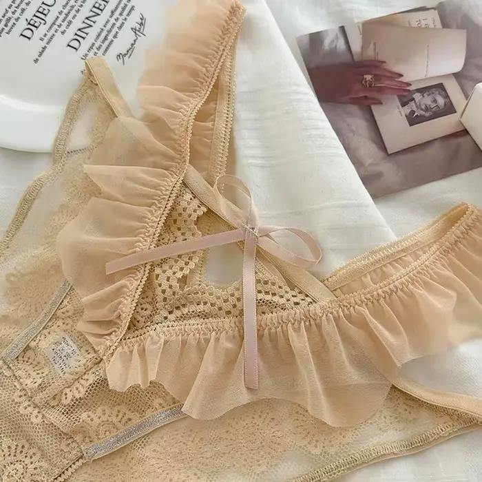 Culottes Triangle Sexy en Dentelle pour Femme, Bord Volanté, Sous-vêtements Sans Traces, Légers et Confortables, Lingerie Pure Désir