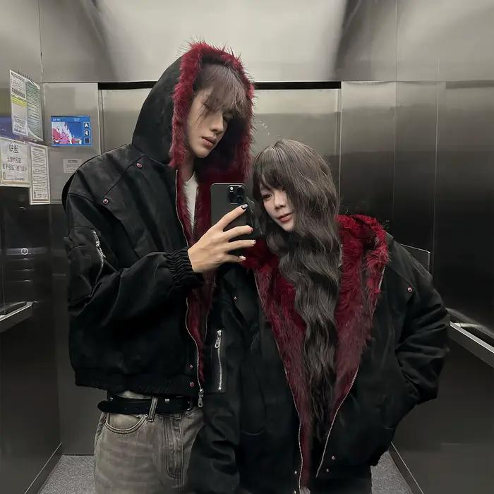 Zosilnený gotický kožušinový golier čierny Retro americká horská socha Pánska a dámska móda Punk voľný nadrozmerný