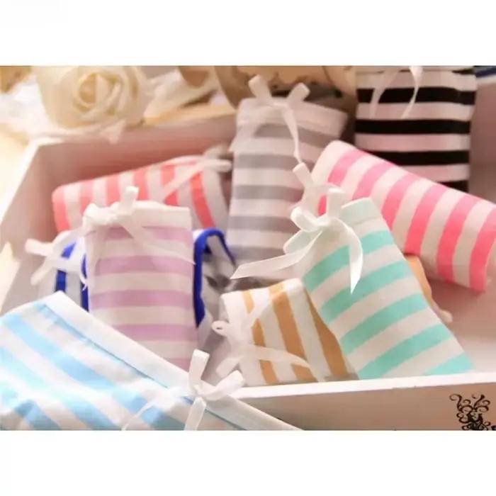 Femmes mignon Sexy culotte de sous-vêtements rayures marine nœud papillon Tanga belles femmes culottes coton slips