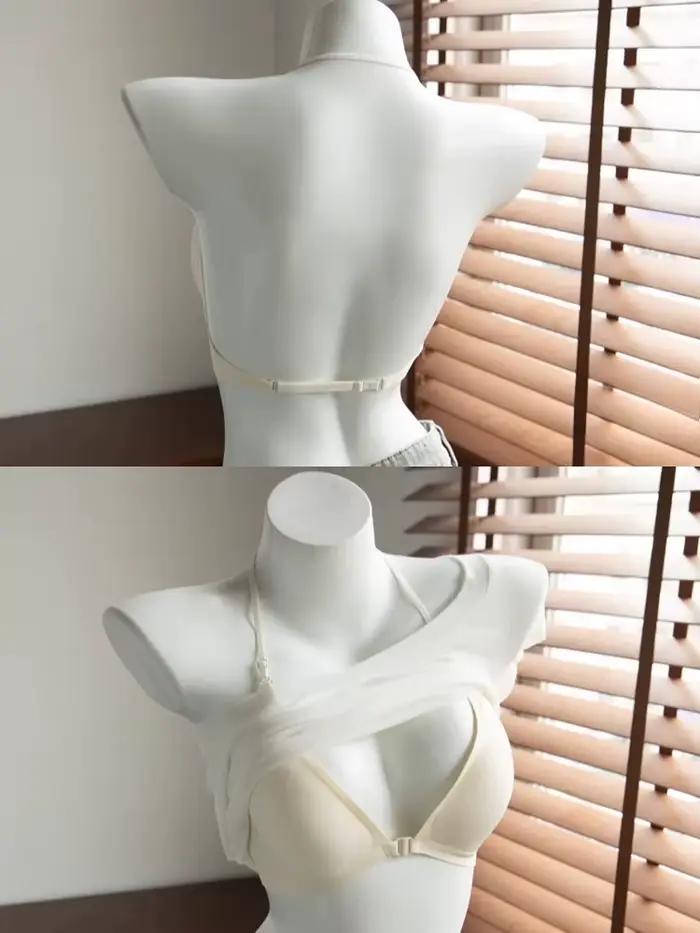 Soutien-gorge Halter d'été fin et respirant pour femme, dos nu, lingerie push-up, anti-affaissement, avec maintien latéral, tailles 32-38
