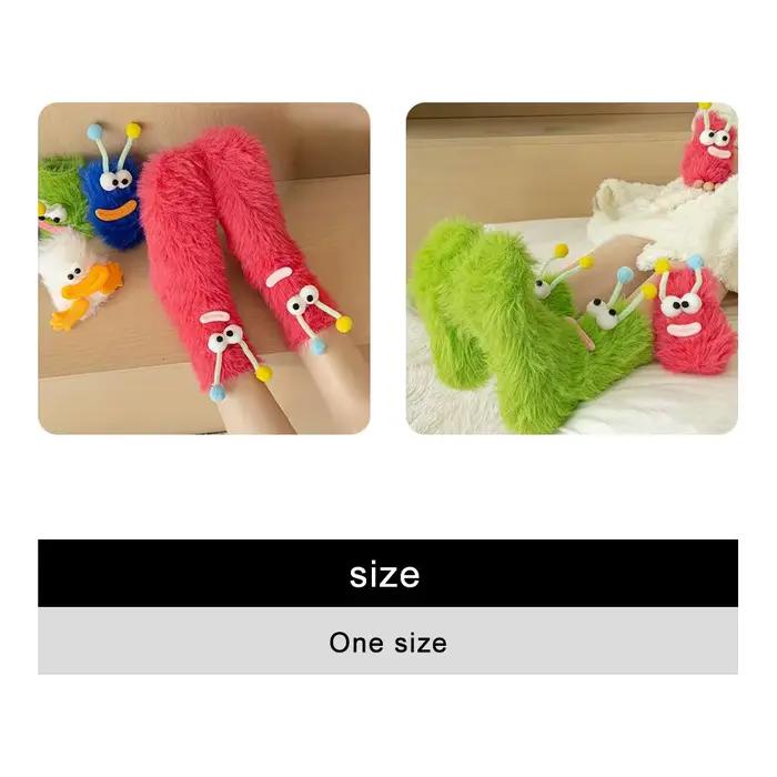 Femmes automne hiver chaussettes mignon mi-tube moelleux sol sommeil drôle velouté chaud épais heureux laid chaussettes filles cadeau dame en gros