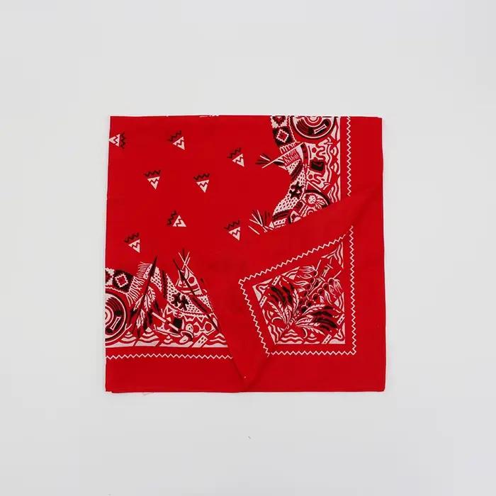 Nový nadrozmerný 70CM červený štvorcový šál v retro štýle s potlačou bavlnený bandana klobúky šatka