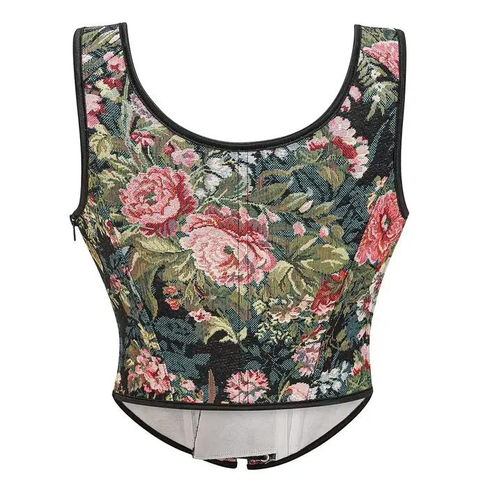 Corset de maintien de la taille à motif floral Renaissance pour femme, à lacets, à baleines, style Overbust, Gothique, Médiéval, Vintage, Steampunk, Bustier