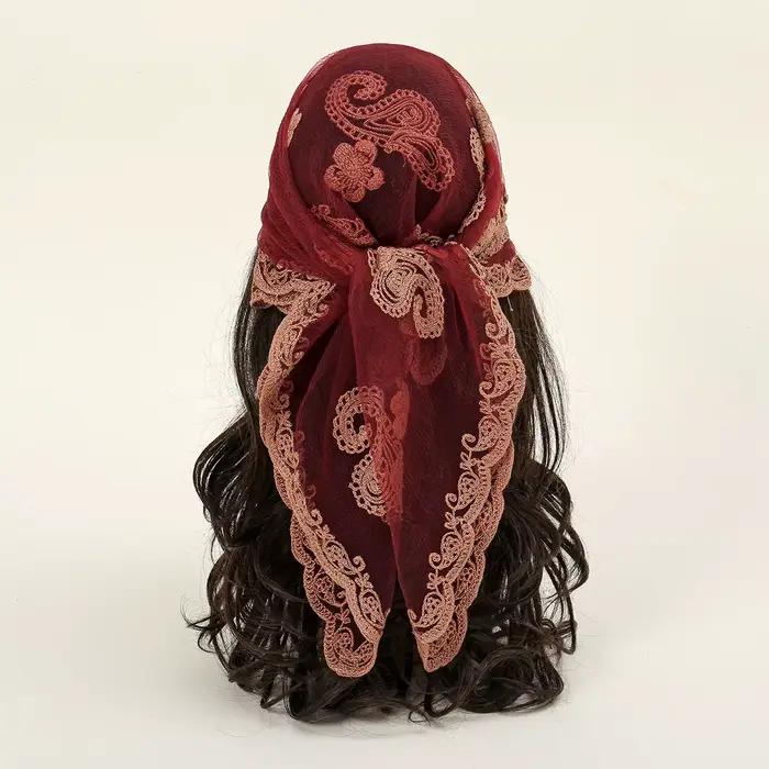 Dámsky vyšívaný čipkovaný paisley bandana štvorec