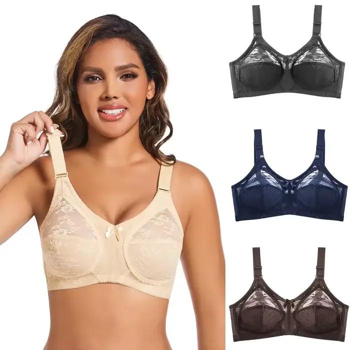 Soutien-gorge Ultra-fin non rembourré pour femmes, grand minimiseur, grande taille, en dentelle, Sexy, sans doublure, couverture complète, bretelles réglables sans fil, Lingerie