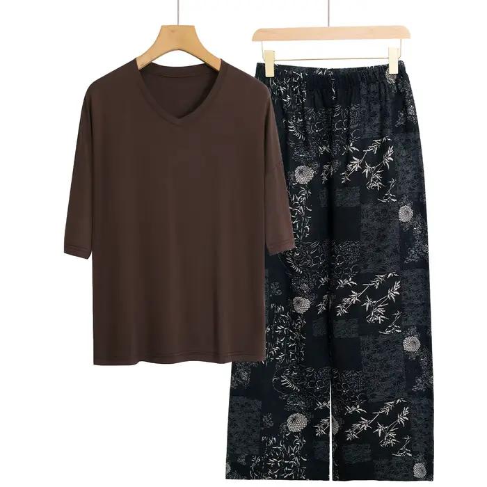 Ensemble de pyjamas imprimés neufs, vêtements décontractés en modal pour femmes, vêtements de maison, grande taille, pyjama confortable pour dormir, pyjamas pour femmes, vêtements de nuit