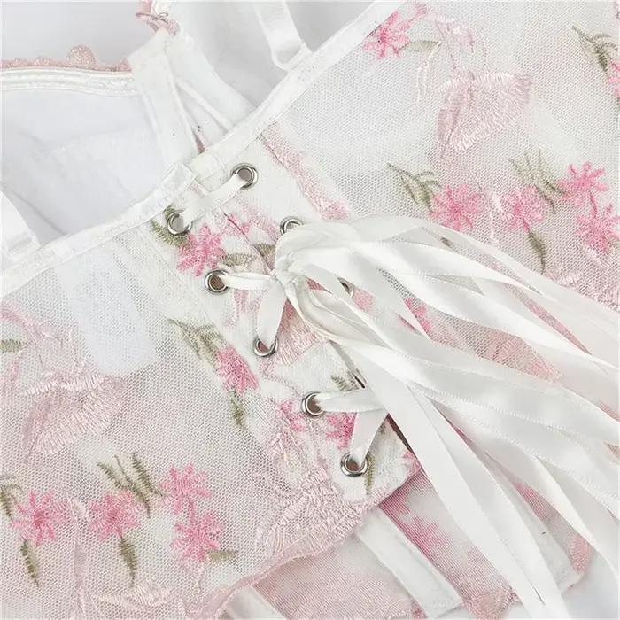 Corsets à motifs brodés pour femmes, haut court, amincissant, modelant le corps, Lingerie, grande taille, été