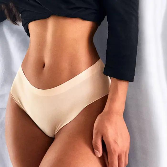 WarmSteps sous-vêtements sans couture femme culotte solide slips confort respirant femme Lingerie pur coton entrejambe glace soie tongs