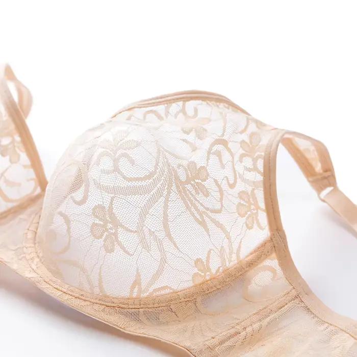 Podprsenka pre ženy veľká veľkosť čipka sieťka BH vrchná časť s kosticami výšivka priesvitná spodná bielizeň Sexy