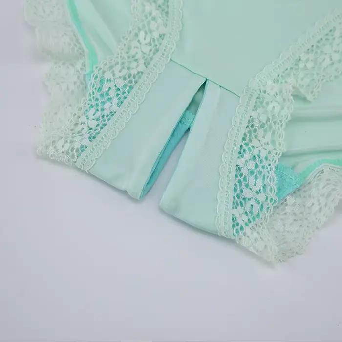 1pc Lingerie sous-vêtements femmes arc nouvelle dentelle culottes slips taille basse solide point couleur filles coton Pantes