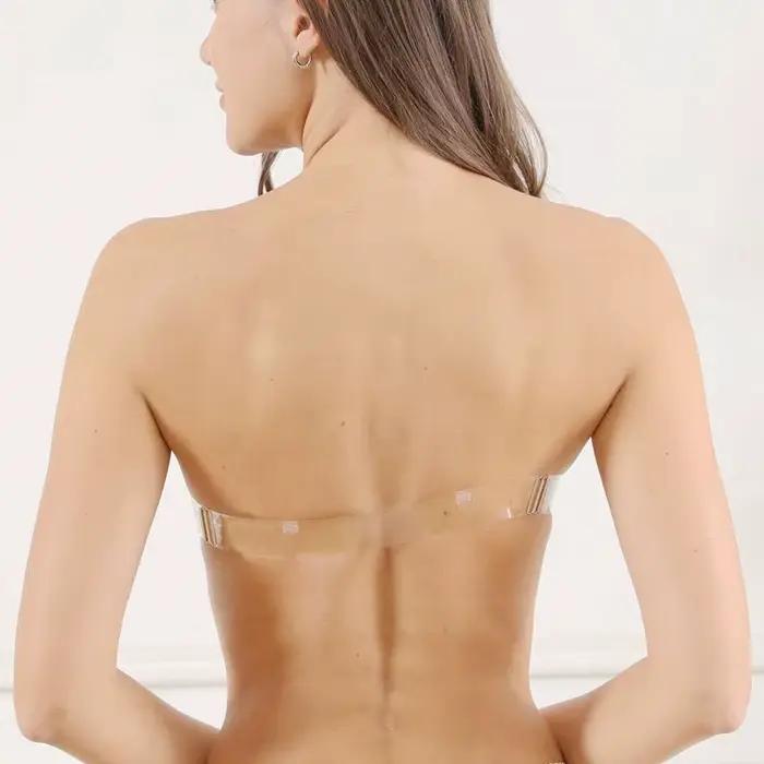 Beauwear Soutien-gorge rembourré sans couture noir avec armatures, bretelles transparentes et design dos nu