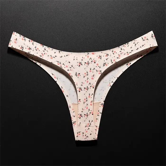 String Sexy Imprimé Léopard pour Femme, Sous-Vêtements en Coton, Sans Couture, Fleurs, Entrejambe, Lingerie Douce, Grande Taille