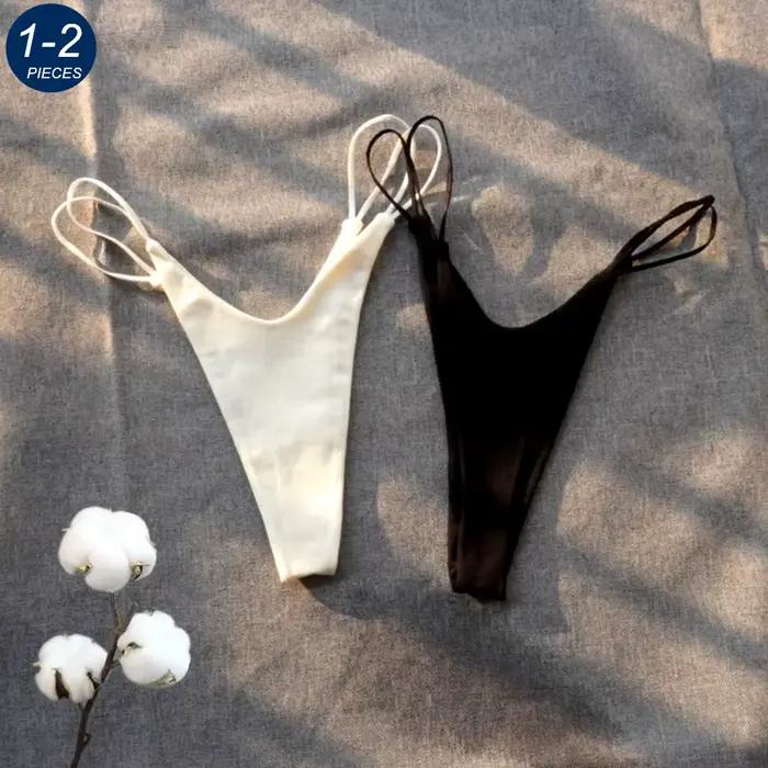 Dámske bavlnené brazílske tangá, sexy spodná bielizeň, jednofarebné, 1/2 kusy