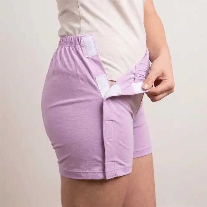 Sous-vêtements pour femmes faciles à porter, lavables, élastiques, post-opératoires, doux, respirants, à côtés ouverts, pour patients âgés