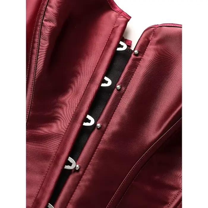 Corset Rétro Vintage pour Femme, Top Bustier Sexy Rouge Vin en Satin avec Bretelles, Bustiers Goussetés Gothiques, Lingerie Sculptante Corsette