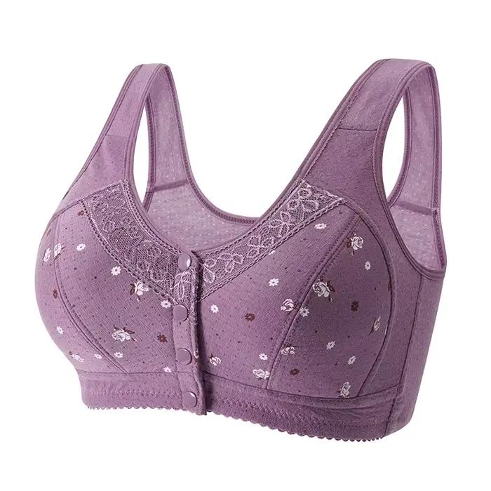 Soutien-gorge Push-Up confortable en coton pour femme, sous-vêtement sans armature, avec fermeture frontale, lingerie féminine, grand buste 50BC