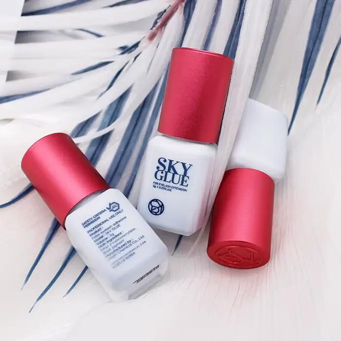 1 fľaša lepidla SKY na predlžovanie rias 5ml Originál Sky S + čierny červený modrý uzáver falošné riasy lepidlo nebo TD c