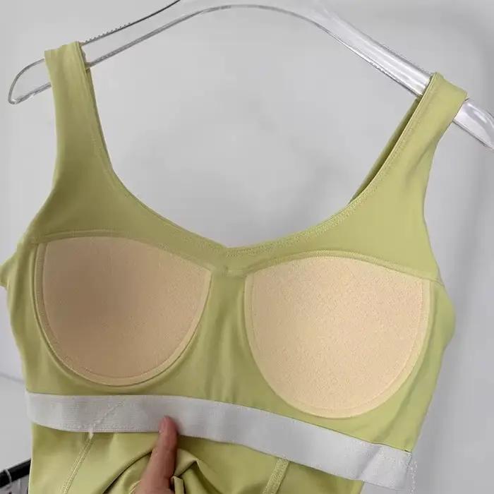 Soutien-gorge de sport yoga absorbant les chocs pour femme, sensation seconde peau, bralette une pièce, débardeur push-up respirant pour fitness et entraînement