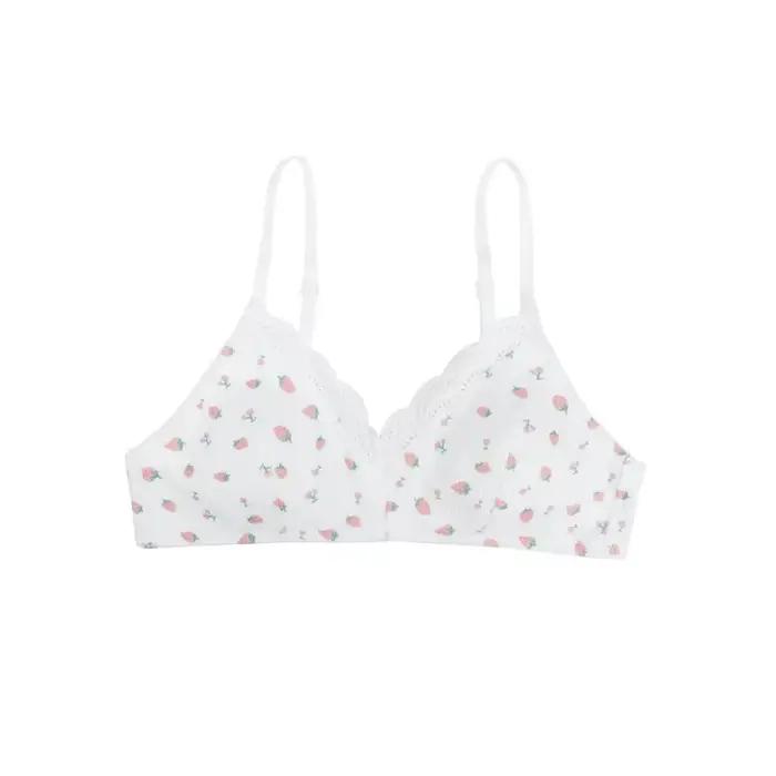 Ensemble soutien-gorge Cerise Fraise en élasthanne et polyester pour femmes, motifs floraux, trois quarts tasse, sans fil, Moyisu, occasions spéciales