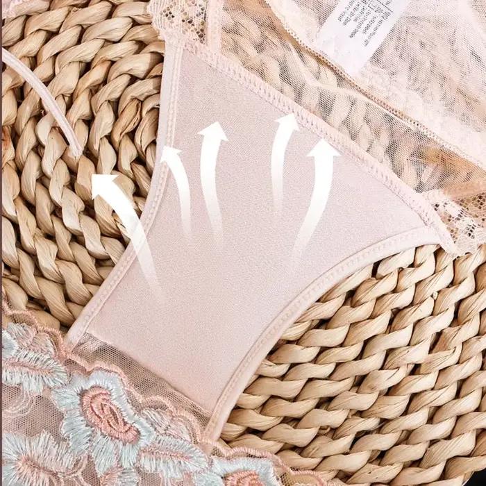 Slip à lacets culotte en dentelle transparente femmes Lingerie sous-vêtements Sexy taille basse Ropa Mujer broderie florale Lenceria Femenina